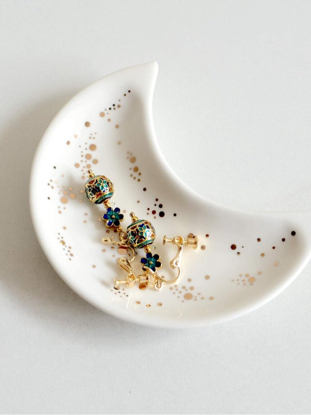 Small Moon Jewelry Dish Tray, White
